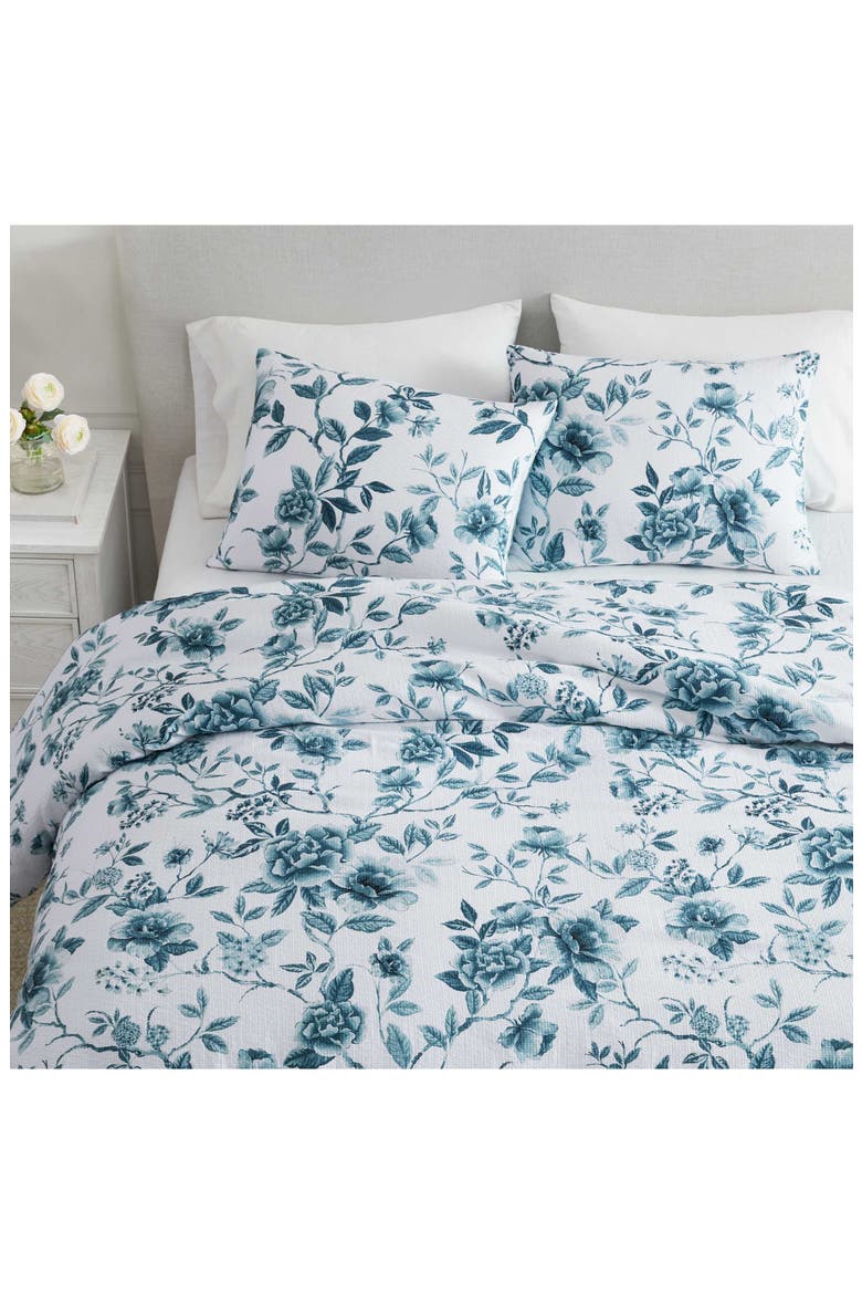 Vivian Floral Cotton Jacquard Duvet Cover Set, Alternate, color, STORM CLOUD