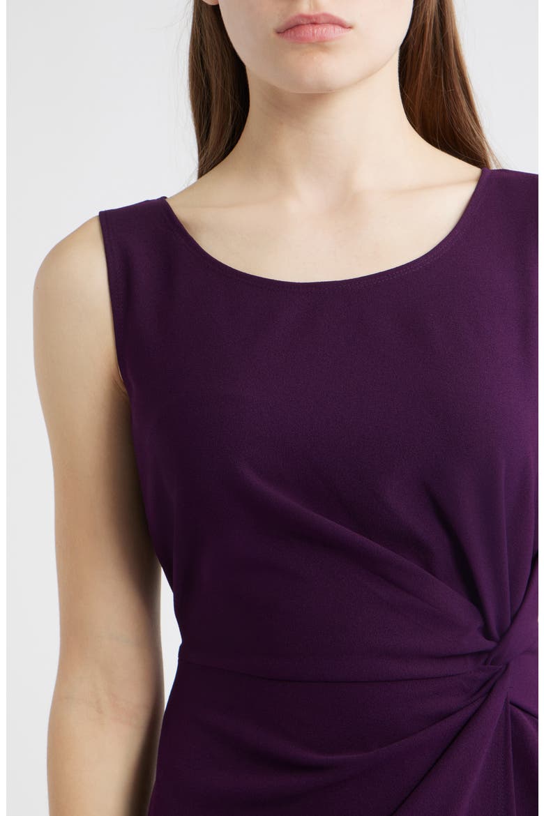 Side Knot Sleeveless Sheath Midi Dress, Alternate, color, AUBERGINE