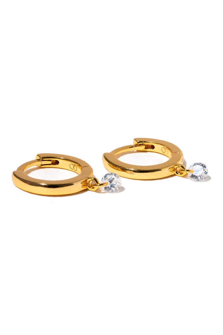 Dew You Huggie Hoop Earrings, Alternate, color, GOLD
