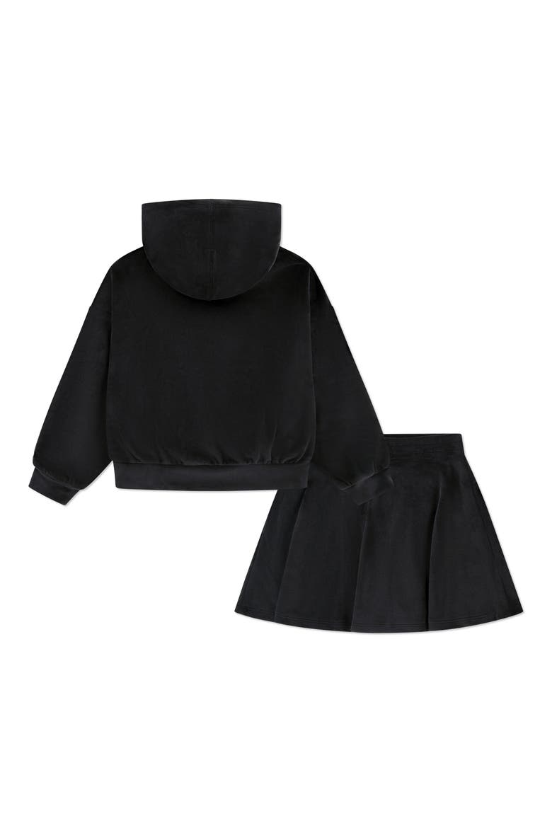 Kids' Velour Scooter Hoodie & Skirt with Shorts Set, Alternate, color, BLACK