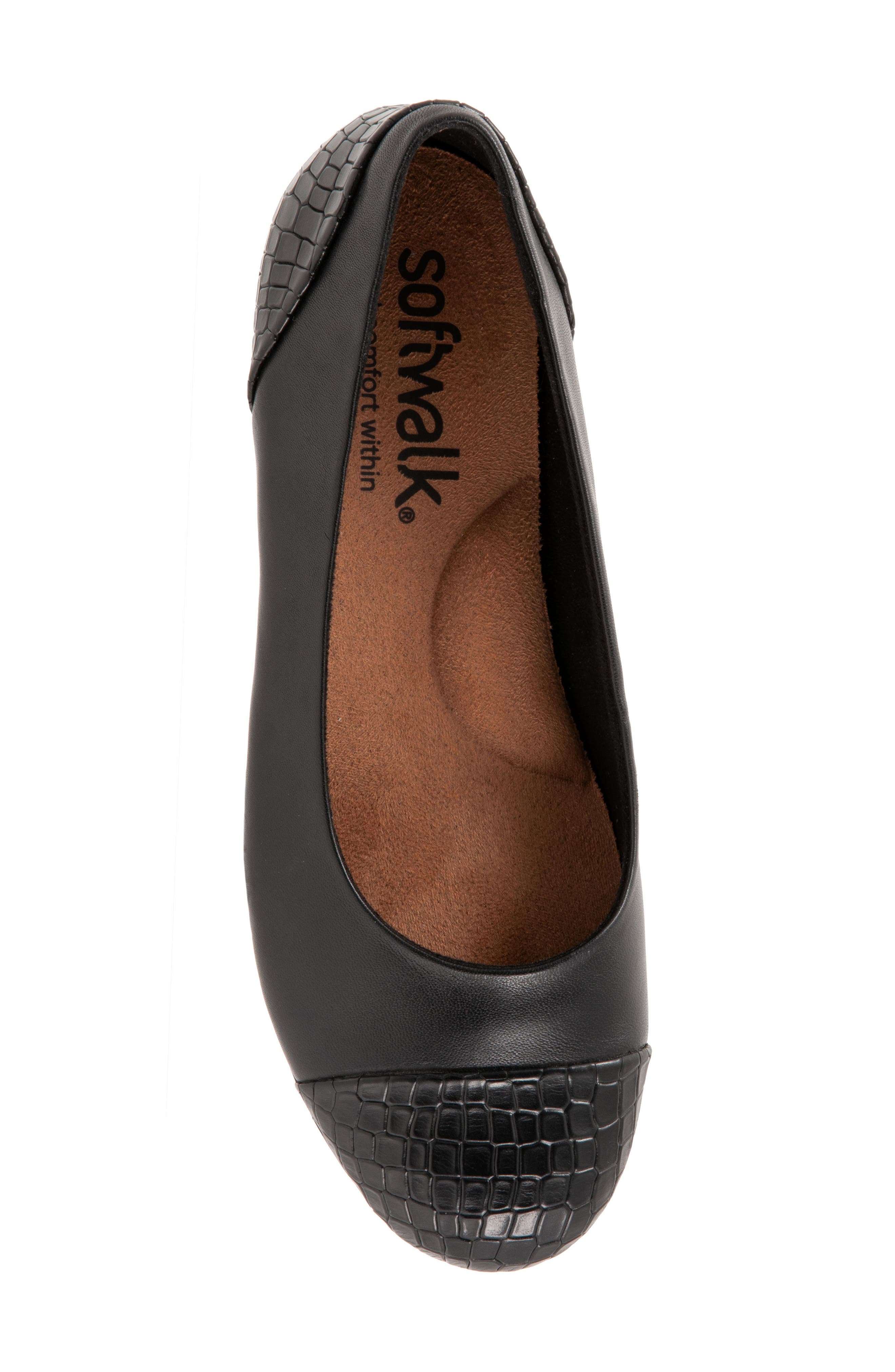 Sonoma Cap Toe Flat, Alternate, color, BLACK / CROCO LEATHER