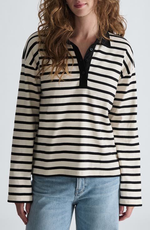 Long Sleeve Stripe Polo
