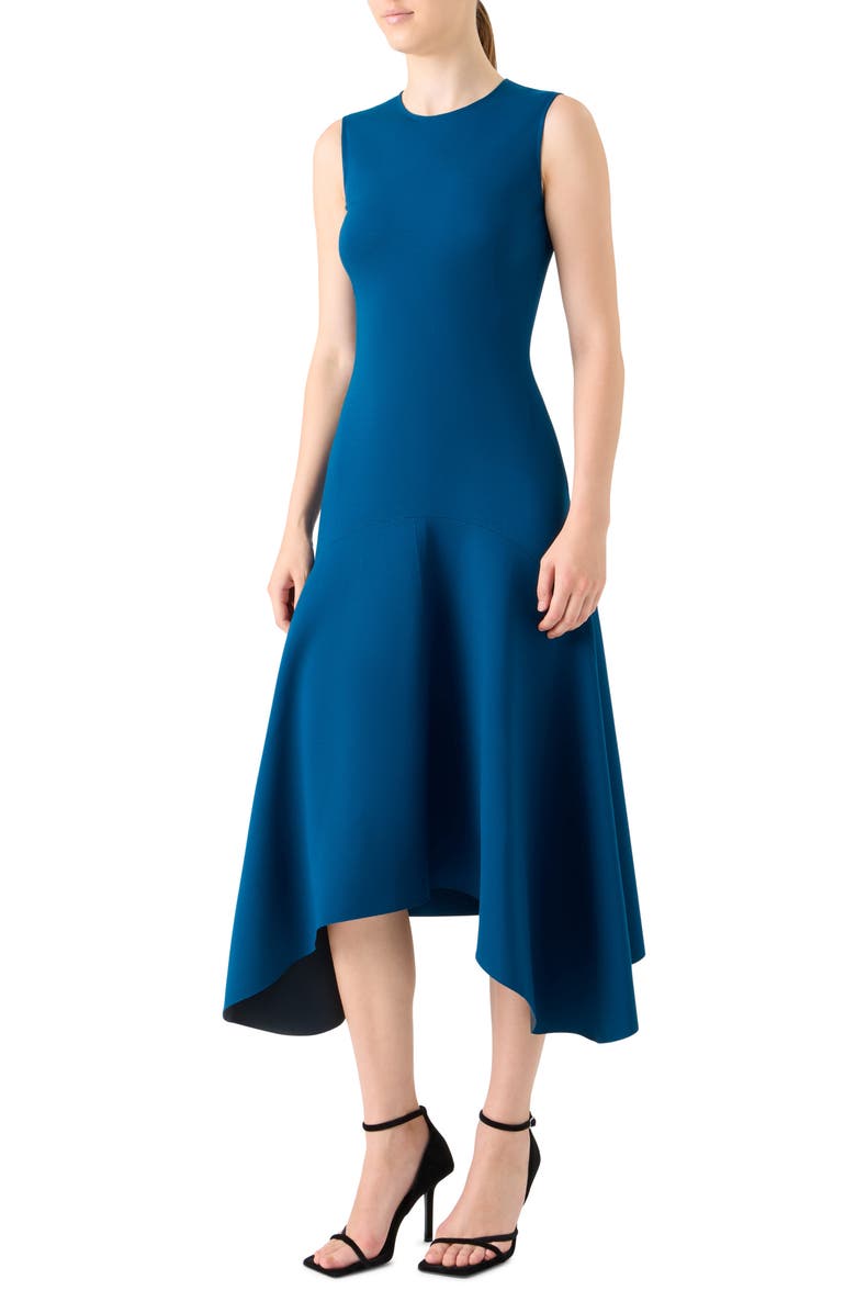 Akris punto Asymmetric Hem Sleeveless Jersey Dress, Alternate, color, Teal