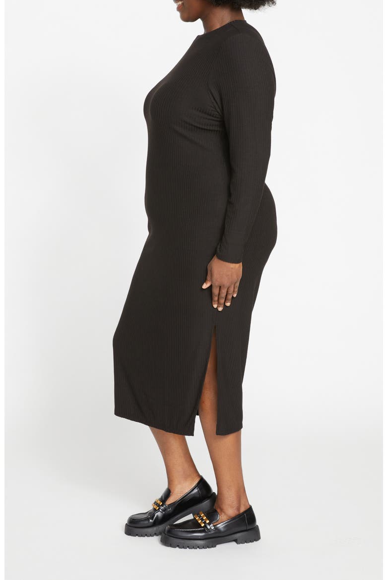 Lexi Long Sleeve Rib Sweater Dress, Alternate, color, BLACK
