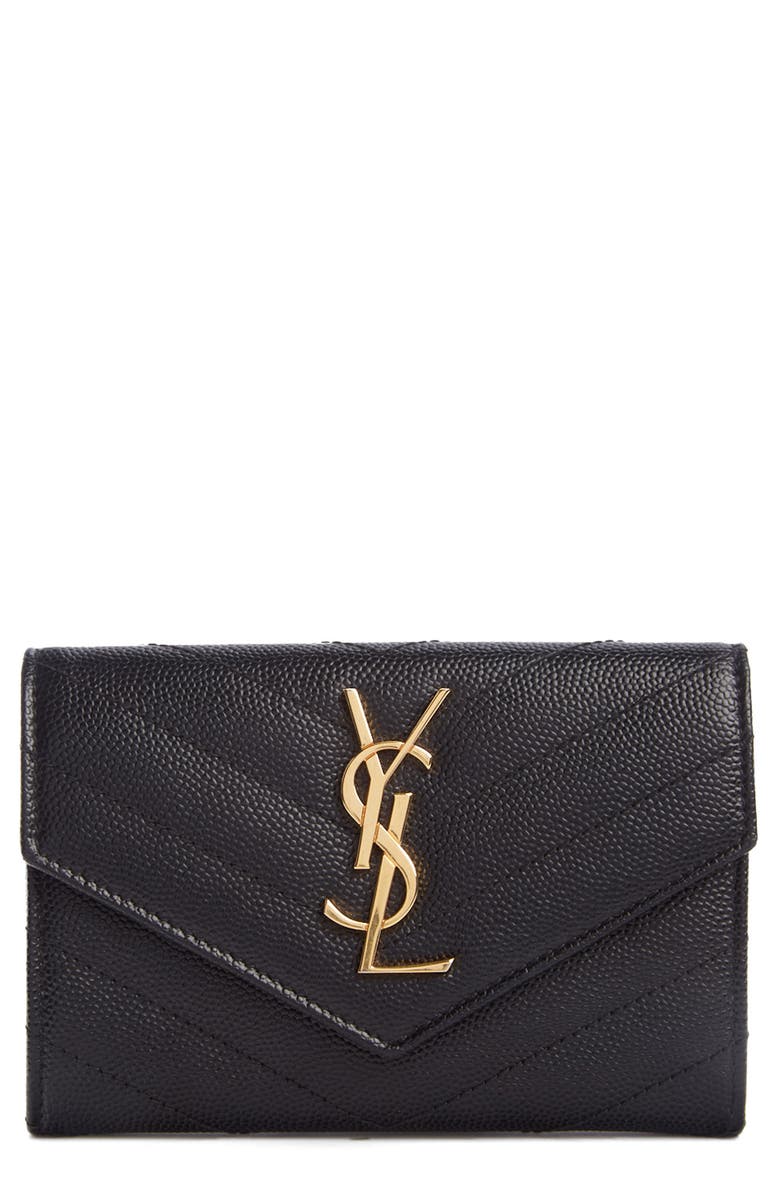 Saint Laurent 'Monogram' Quilted Leather French Wallet, Alternate, color,