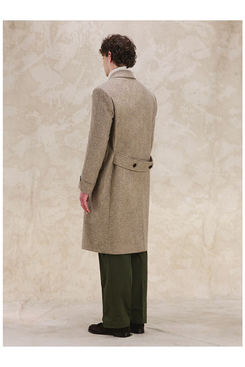 Bogart Breasted Herringbone Coat, Alternate, color, Beige