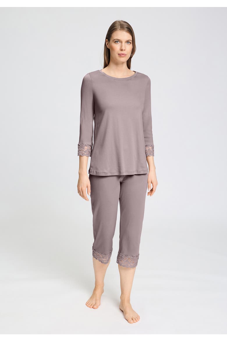 Moments Lace Trim Cotton Pajama Set, Alternate, color, Stormy Rose