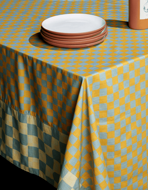 Tortuga Forma Checker Tablecloth Reversible In Blue
