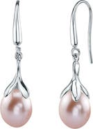 The Pearl Source 10-11mm Pink Freshwater Pearl Olive Drop Earrings