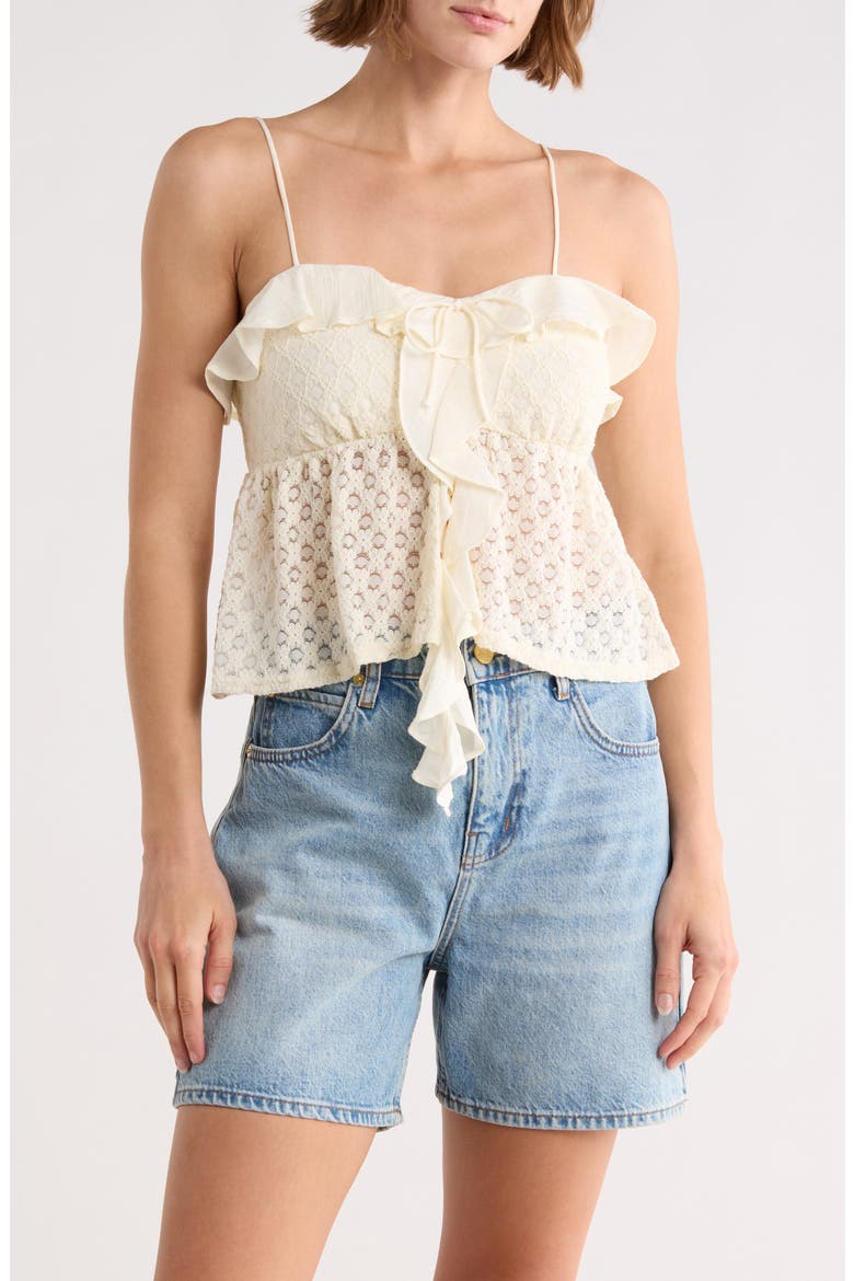 Mixed Media Babydoll Top, Main, color, CREAM