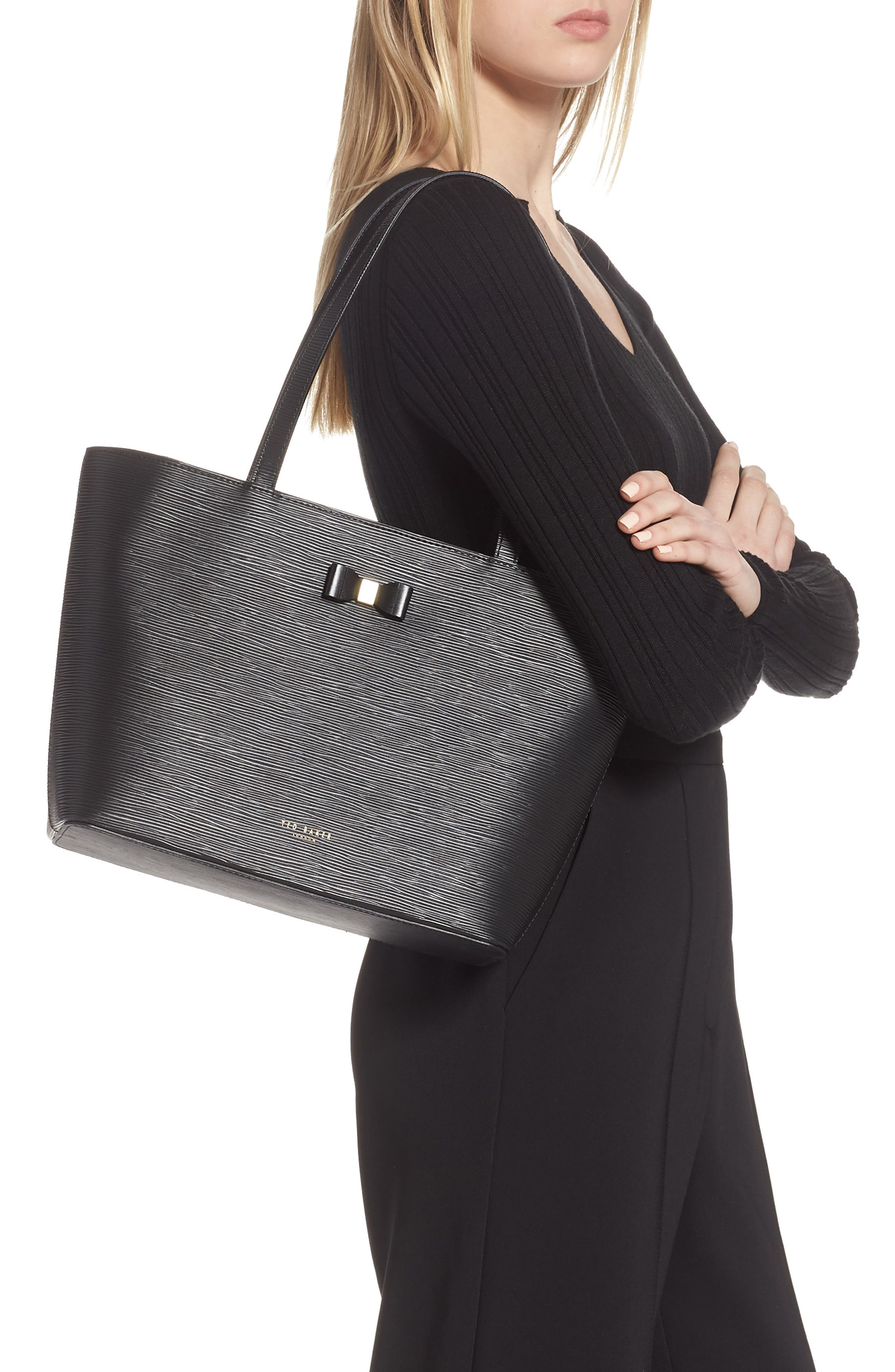 Ted Baker London Deannah Leather Shopper & Pouch, Alternate, color, 