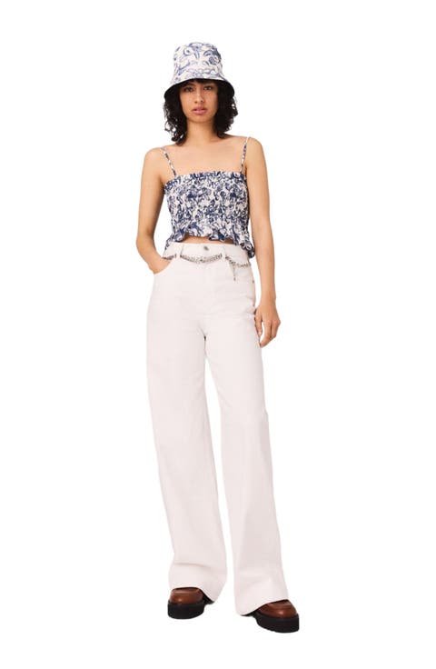 High-waisted wide-leg jeans