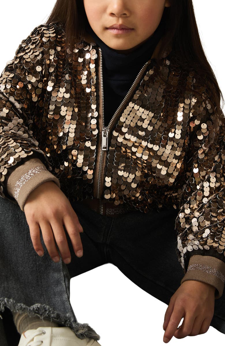 Reiss Kids' Rebecca Paillette Jacket, Alternate, color,