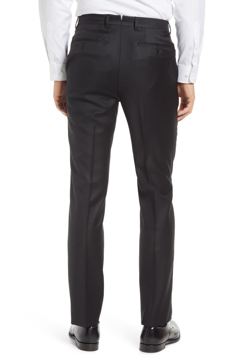 Roma Flat Front Loro Piana Wool Serge Dress Pants, Alternate, color, BLACK