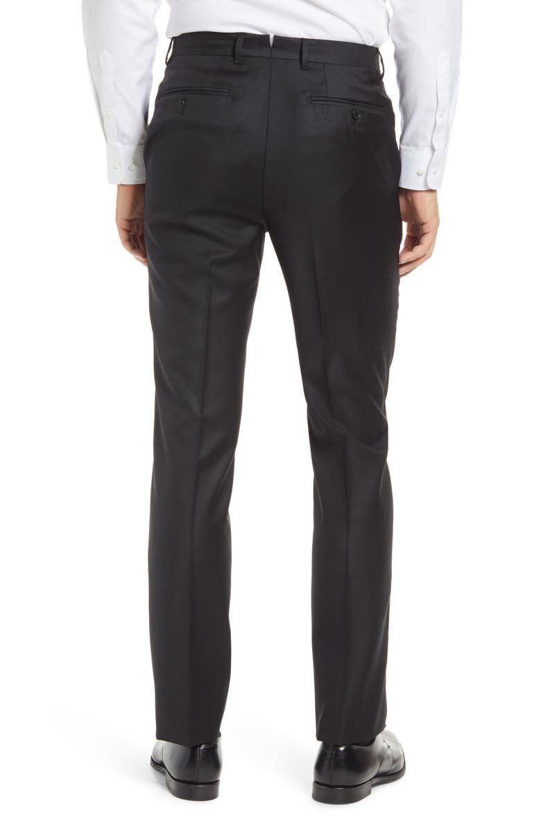 Santorelli Roma Flat Front Loro Piana Wool Serge Dress Pants, Alternate, color, Black
