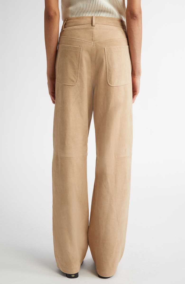 Max Mara Studio Harald Suede Wide Leg Pants, Alternate, color, Sand