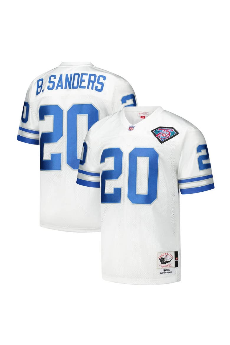 Men's Mitchell & Ness Barry Sanders White Detroit Lions 1994 Authentic Throwback Retired Player Jersey, Alternate, color, White