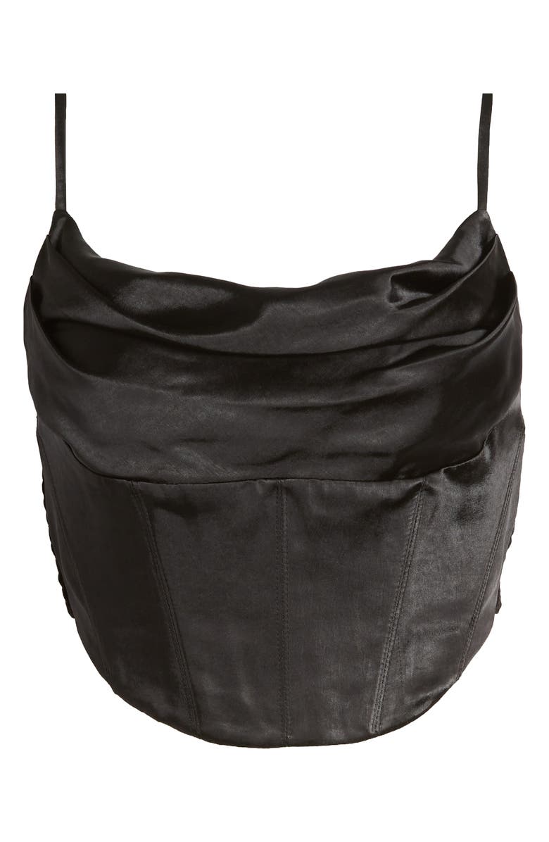 All in Favor Cowl Neck Satin Corset Crop Top, Alternate, color, 