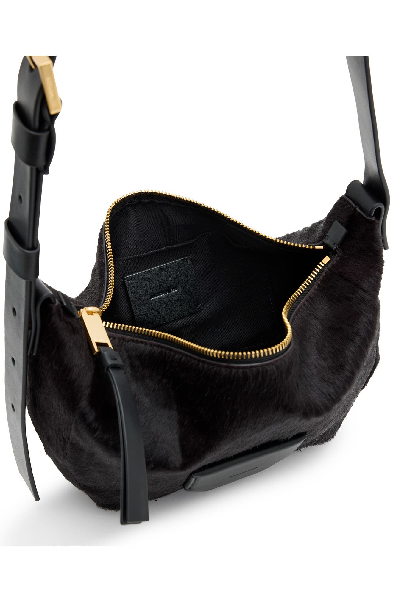 AllSaints Madea Luxury Genuine Calf Hair Crossbody Bag, Alternate, color, 