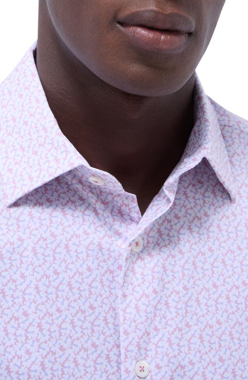 Bugatchi Miles Ooohcotton® Floral Short Sleeve Button-up Shirt In Pink