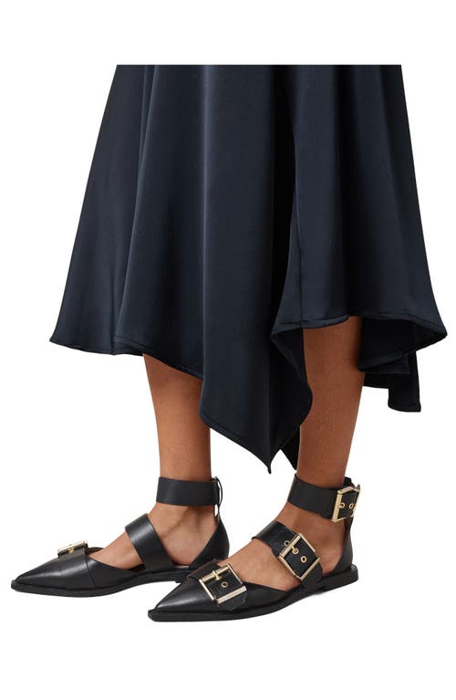 Allsaints Womens Black Sutton Multi-strap Flat Leather Courts In Black