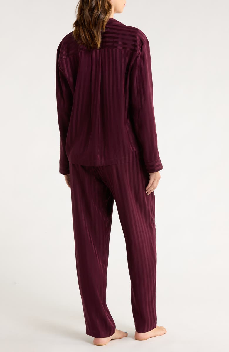 Lunya Stripe Washable Silk Button-Up Pajamas, Alternate, color, Vintage Merlot Jacquard