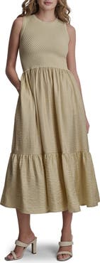 DKNY Sleeveless Diamond Knit Midi Dress