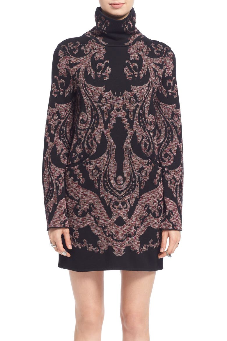 'Modern Love' Turtleneck Minidress, Main, color, BLACK COMBO