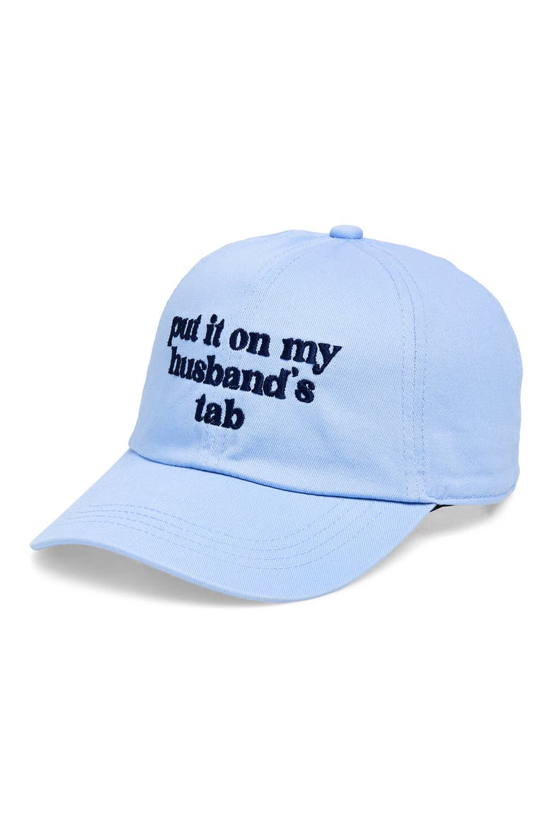 Put It On My Husband's Tab Baseball Cap, Main, color, LIGHT BLUE