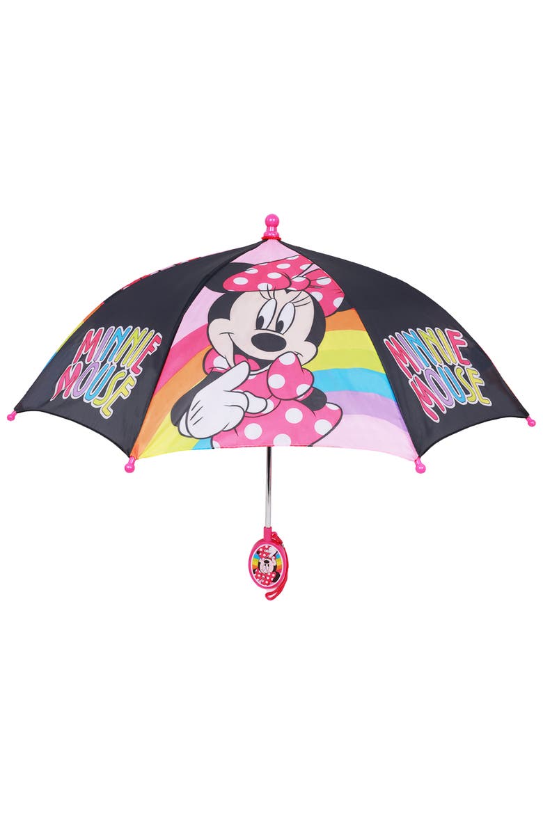 Minnie Mouse Rainbow Kids Umbrella, Main, color, BLACK