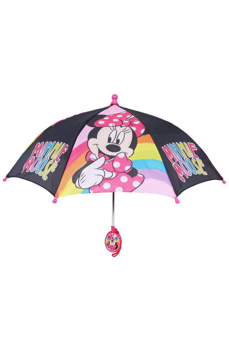 Disney Minnie Mouse Rainbow Kids Umbrella, Main, color, Black