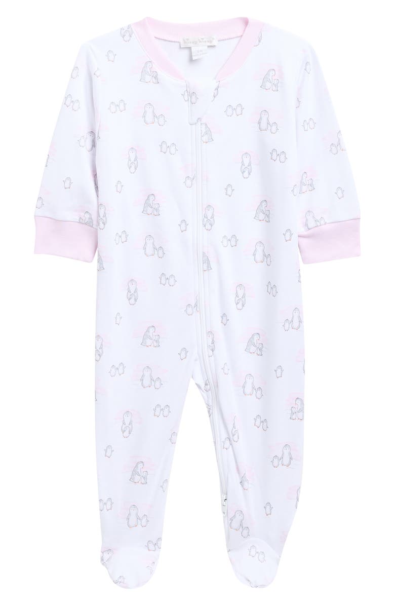 Kissy Kissy Print Pima Cotton Zip Footie, Main, color, Pink