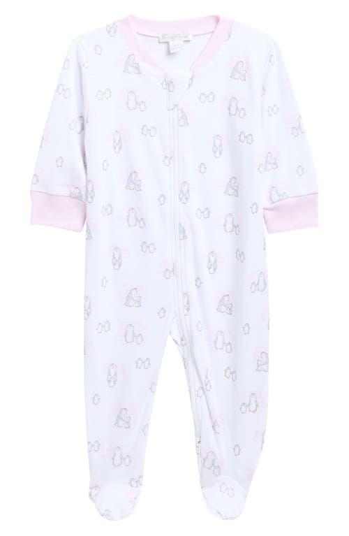 Kissy Kissy Print Pima Cotton Zip Footie In Pink