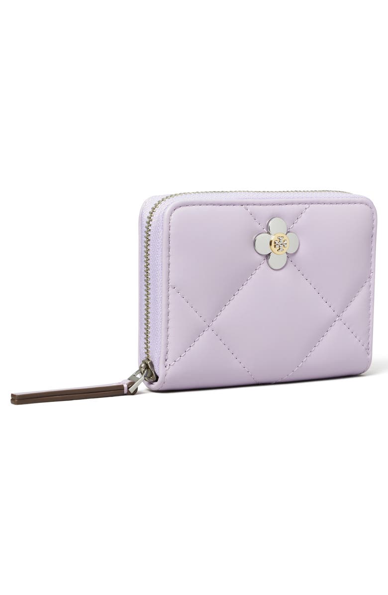 Tory Burch Small Kira Clover Diamond Quilted Leather Zip Wallet, Alternate, color,