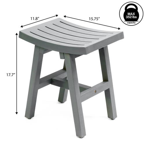 Jonathan Y Tamlyn 15.75" Traditional Classic Slatted Solid Acacia Wood Indoor/outdoor Shower Stool In Gray