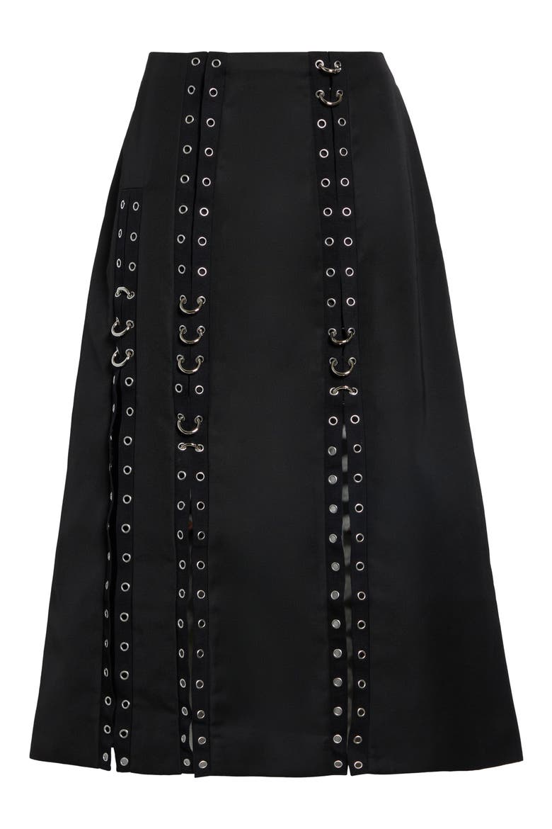 Grommet Ring Sculpted Ripple Midi Skirt, Alternate, color, BLACK