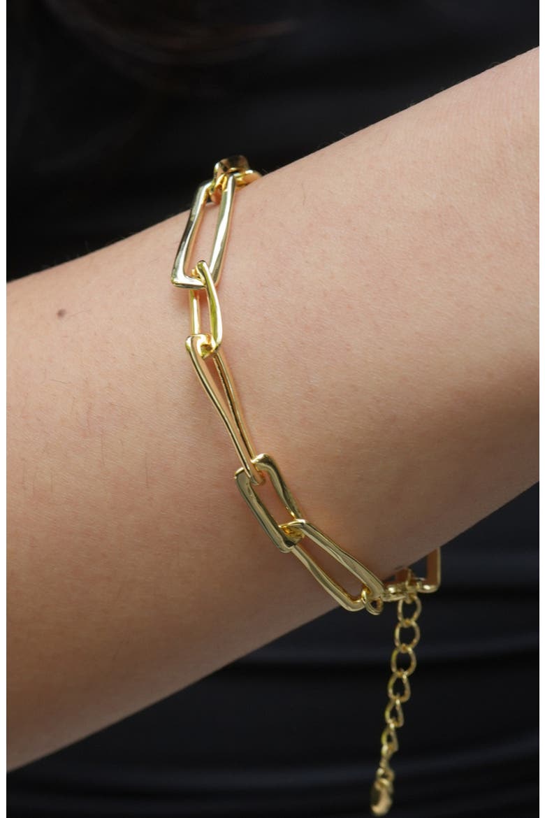 Chunky Paper Clip Chain Bracelet, Alternate, color, GOLD