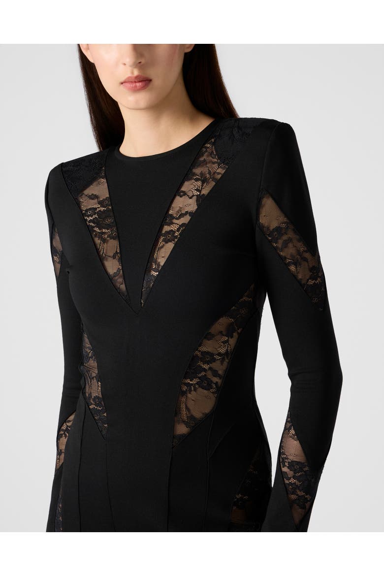 Multicutting Long Sleeve Mini Dress Lace Women, Alternate, color, black