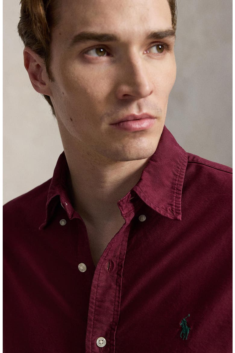 Long Sleeve Oxford Shirt, Alternate, color, WINE