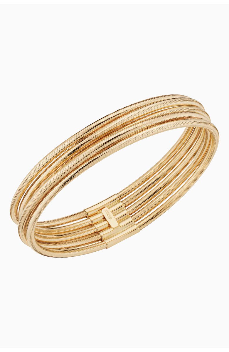 Oradina 14K Yellow Gold Mesh Glamour Power Stack Bracelet, Main, color, Yellow Gold