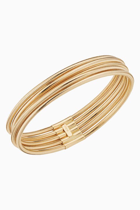 14K Yellow Gold Mesh Glamour Power Stack Bracelet