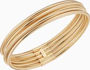 Oradina 14K Yellow Gold Mesh Glamour Power Stack Bracelet