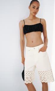 H&M Bermuda Shorts With Eyelet Embroidery