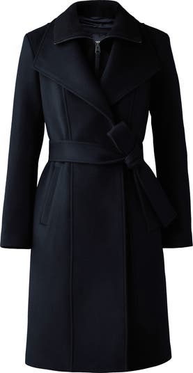 Mackage Norita Belted Double Face Wool Coat with Wool Blend
