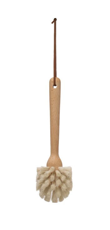 Beech wood Dish Brush with Leather Strap