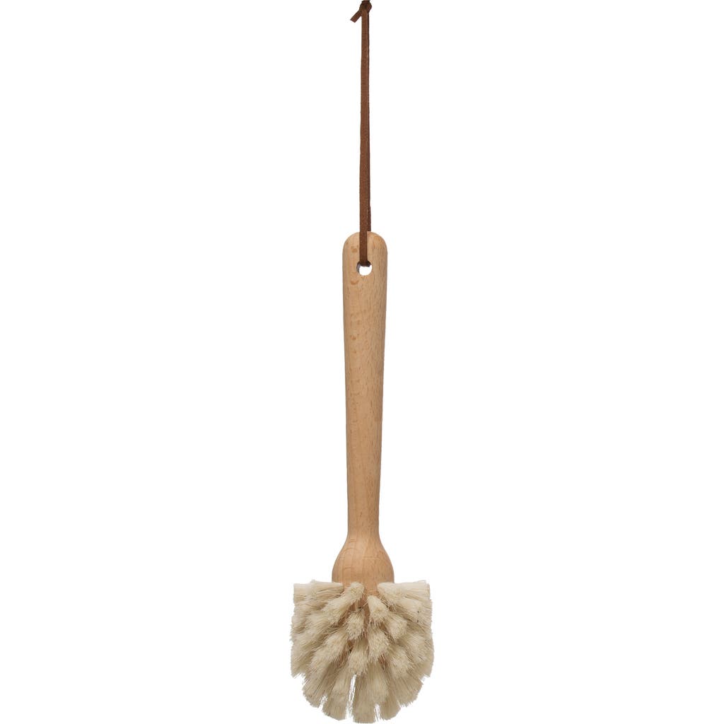 Storied Home Beech Wood Dish Brush With Leather Strap In Multi