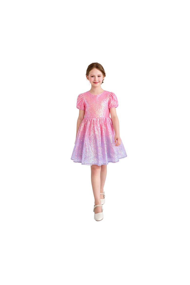 Sorella Sequin Flared Dress, Alternate, color, Pink