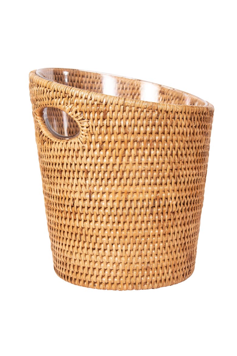 Artifacts Rattan Small Champagne Bucket with Acrylic Insert, Main, color, Honey Brown