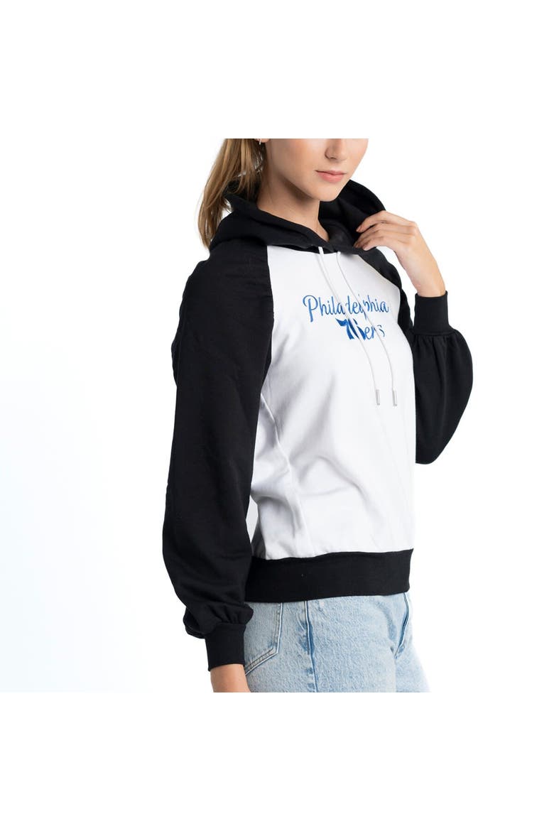Women's Lusso White Philadelphia 76ers Marlowe Tri-Blend Raglan Pullover Hoodie, Alternate, color, White