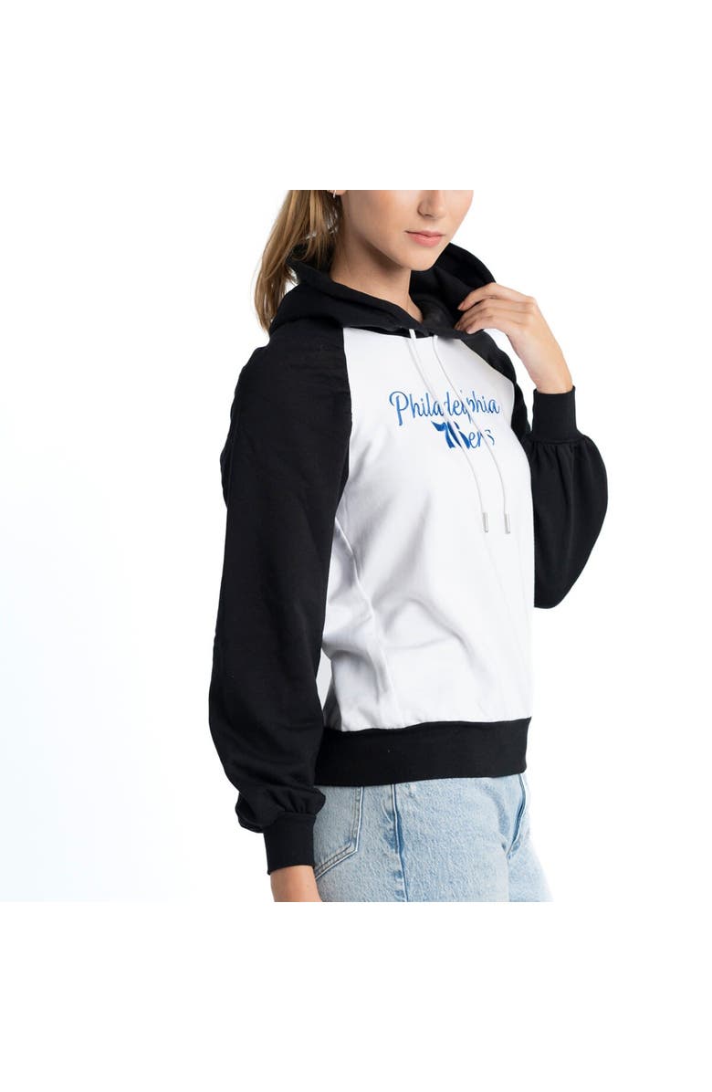 LUSSO Women's Lusso White Philadelphia 76ers Marlowe Tri-Blend Raglan Pullover Hoodie, Alternate, color, White
